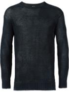 Avant Toi Distressed Sweater, Men's, Size: Small, Blue, Linen/flax
