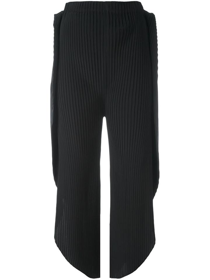 Issey Miyake Structured Pleat Trousers, Women's, Size: 2, Black, Polyester
