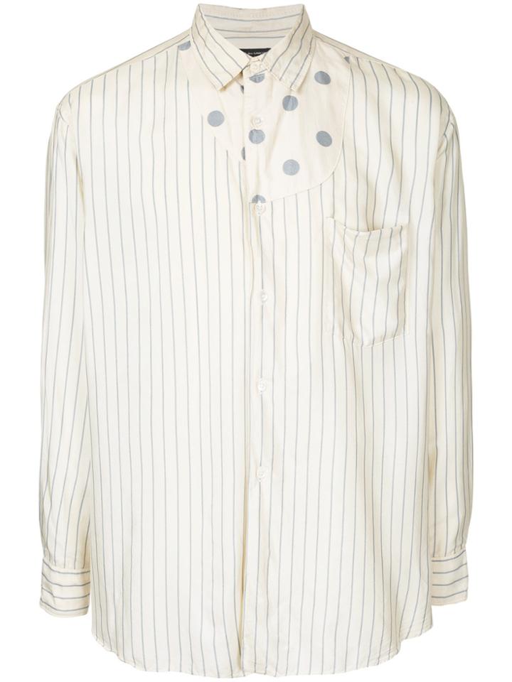 Comme Des Garçons Vintage Asymmetric Dots Pinstripe Shirt - White