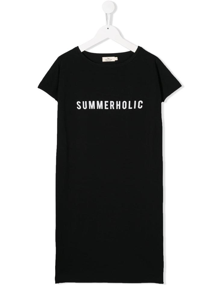 Andorine Teen Printed T-shirt Dress - Black