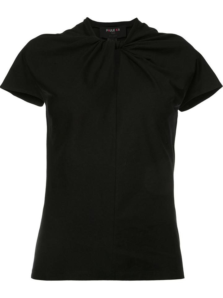 Paule Ka Tie Knot Detail T-shirt, Women's, Size: Large, Black, Cotton/spandex/elastane