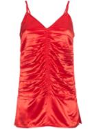 Helmut Lang Red Ruched Top