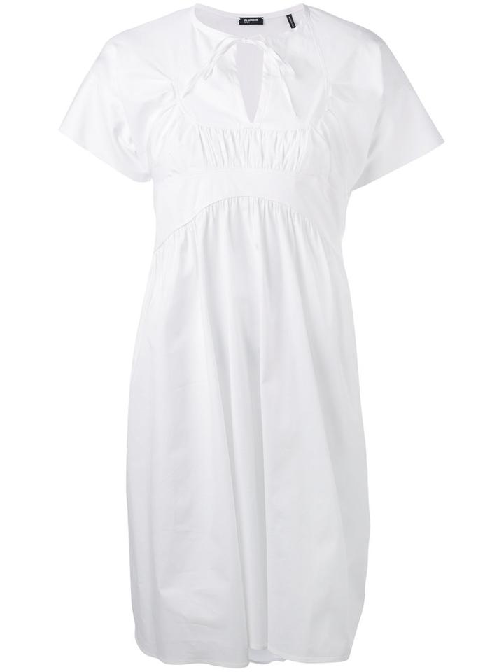 Jil Sander Navy Popeline Dress, Women's, Size: 34, White, Cotton/spandex/elastane