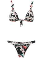 Adriana Degreas - Printed Bikini Set - Women - Polyamide/spandex/elastane - P, Black, Polyamide/spandex/elastane