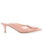 Gianvito Rossi Buckle Embellished Pointed Mules - Pink & Purple