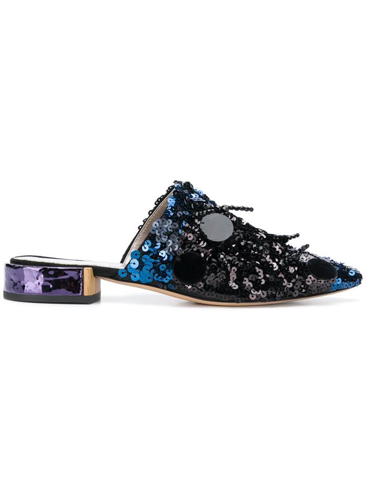 Agl Sequinned Slip-on Mules - Blue