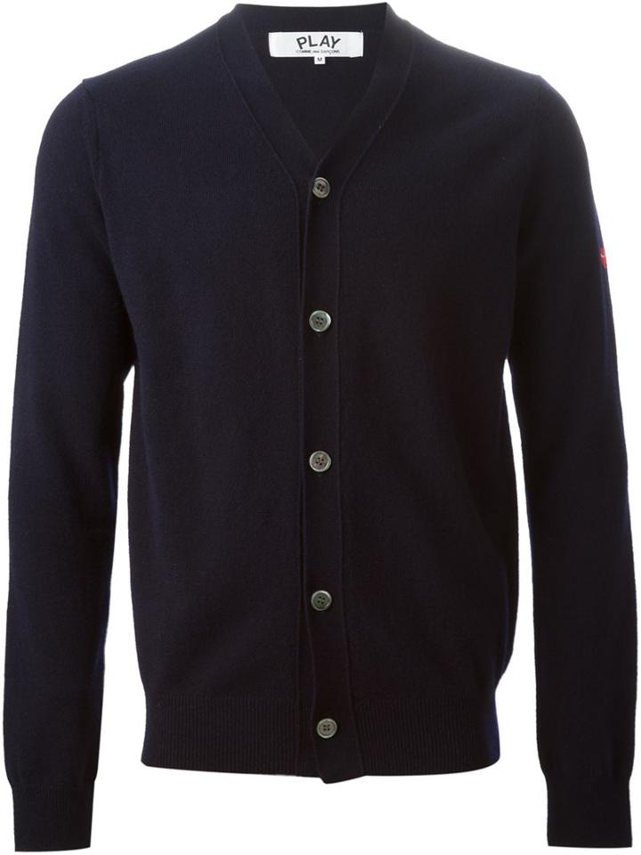 Comme Des Garçons Play Mini Heart Cardigan, Men's, Size: Xl, Blue, Wool