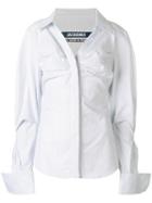 Jacquemus Gathered Striped Shirt, Size: 36, White, Cotton