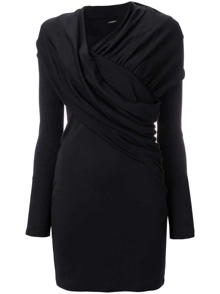 Balmain Gathered Dress - Black