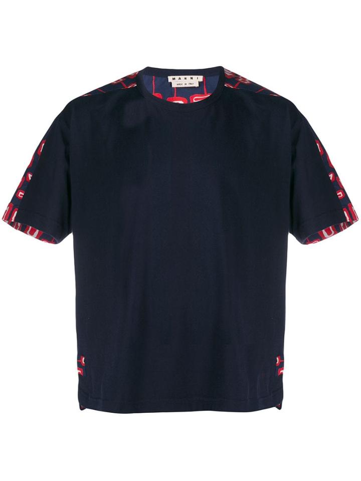 Marni Contrasting Printed T-shirt - Blue