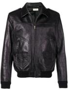 Saint Laurent Zipped Leather Jacket - Black