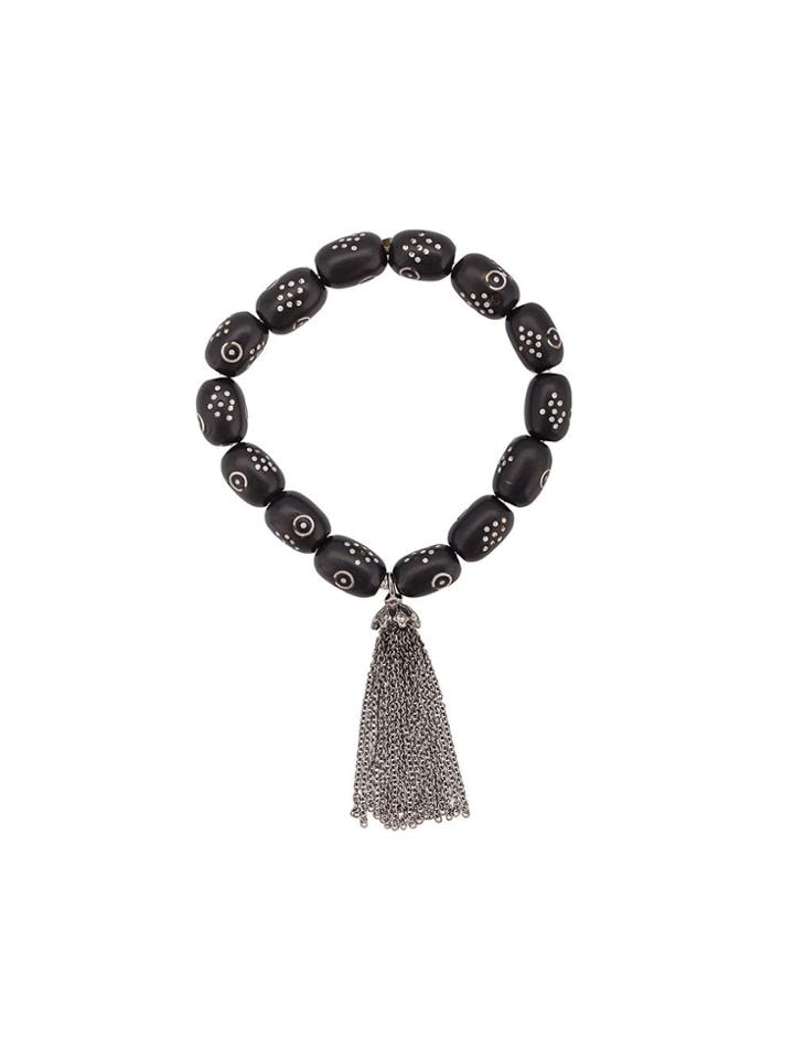 Loree Rodkin 18t Gold Coral Bead Tassel Bracelet - Black