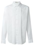 Saint Laurent Pleated Bib Shirt, Men's, Size: 39, White, Cotton