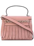 Casadei - Fringed Tote - Women - Calf Leather/satin/calf Suede - One Size, Pink/purple, Calf Leather/satin/calf Suede