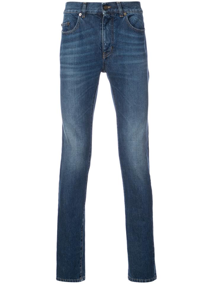 Saint Laurent Low Waist Skinny Jeans - Blue