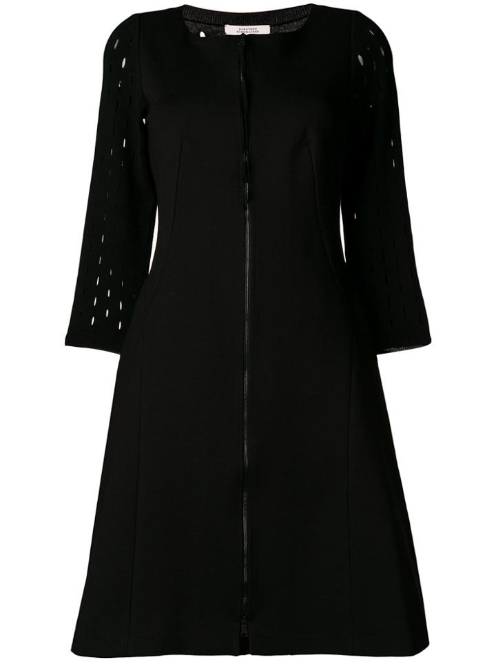 Dorothee Schumacher Fitted Waist Front Zip 3/4 Sleeved Dress - Black