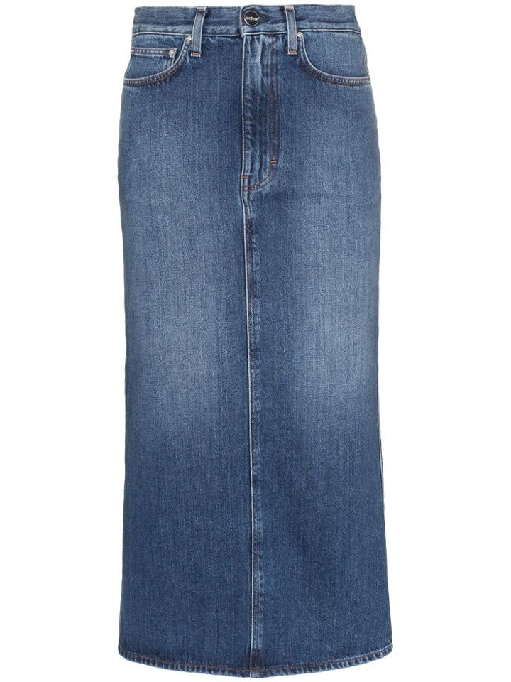 Toteme Bitte Denim Pencil Skirt - Blue