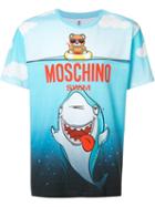 Moschino Teddy And Shark T-shirt, Men's, Size: Large, Blue, Cotton