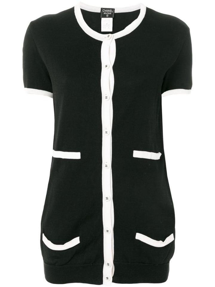 Chanel Pre-owned Elongated Buttoned Knitted Blouse - Black