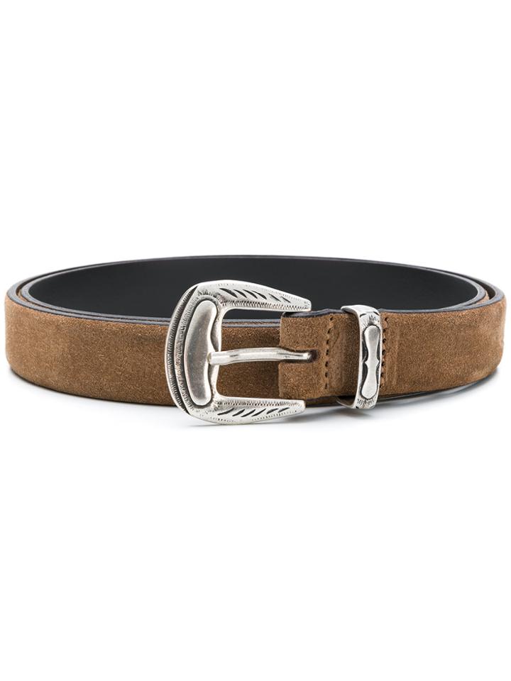 Eleventy Embossed Buckle Belt - Brown