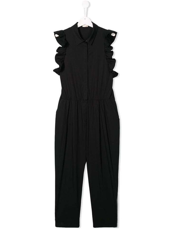 Elisabetta Franchi La Mia Bambina Ruffle Jumpsuit - Black