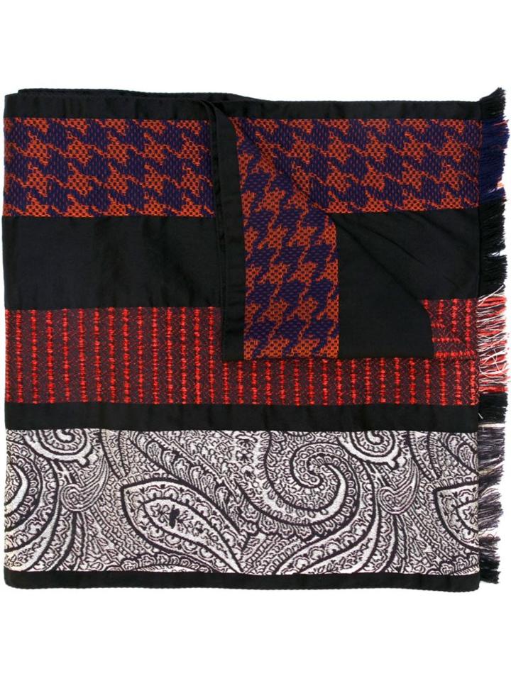 Etro Striped Pattern Scarf, Adult Unisex, Black, Silk/polyester/acetate/wool