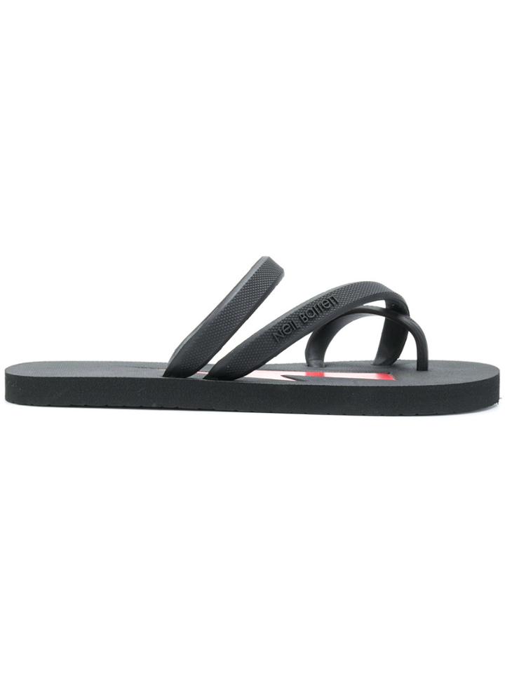 Neil Barrett Lightning Bolt Flip Flops - Black