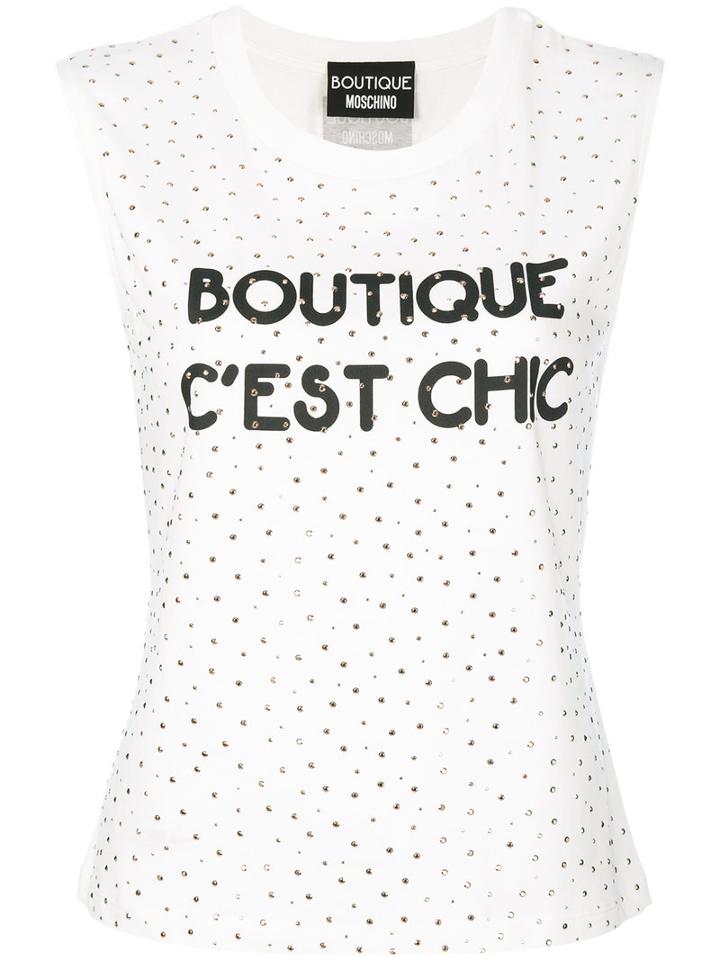 Boutique Moschino - Studded Vest - Women - Cotton - 38, White, Cotton