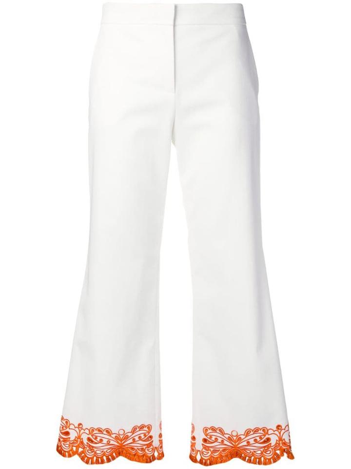 Emilio Pucci Cropped Sangallo Embroidered Trousers - White