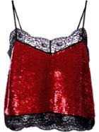 Ashish Sequinned Lace Camisole Top, Women's, Size: Small, Red, Silk/sequin