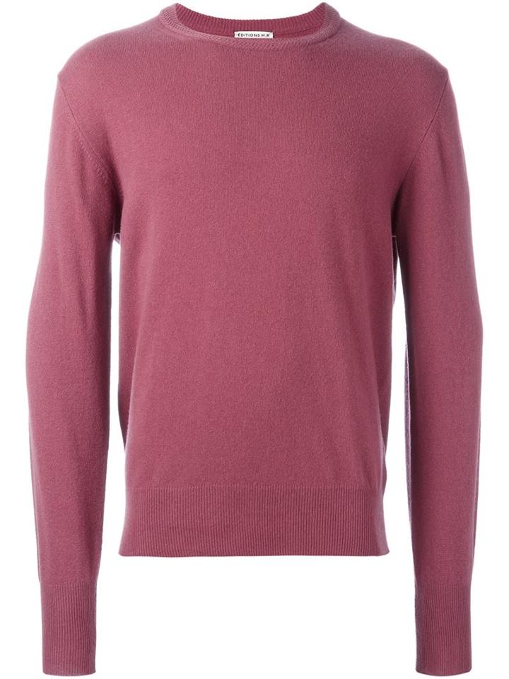 Éditions M.r Crew Neck Pullover, Men's, Size: Large, Pink/purple, Cashmere/merino