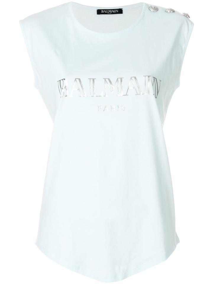 Balmain Button-embellished Logo Tank - Blue