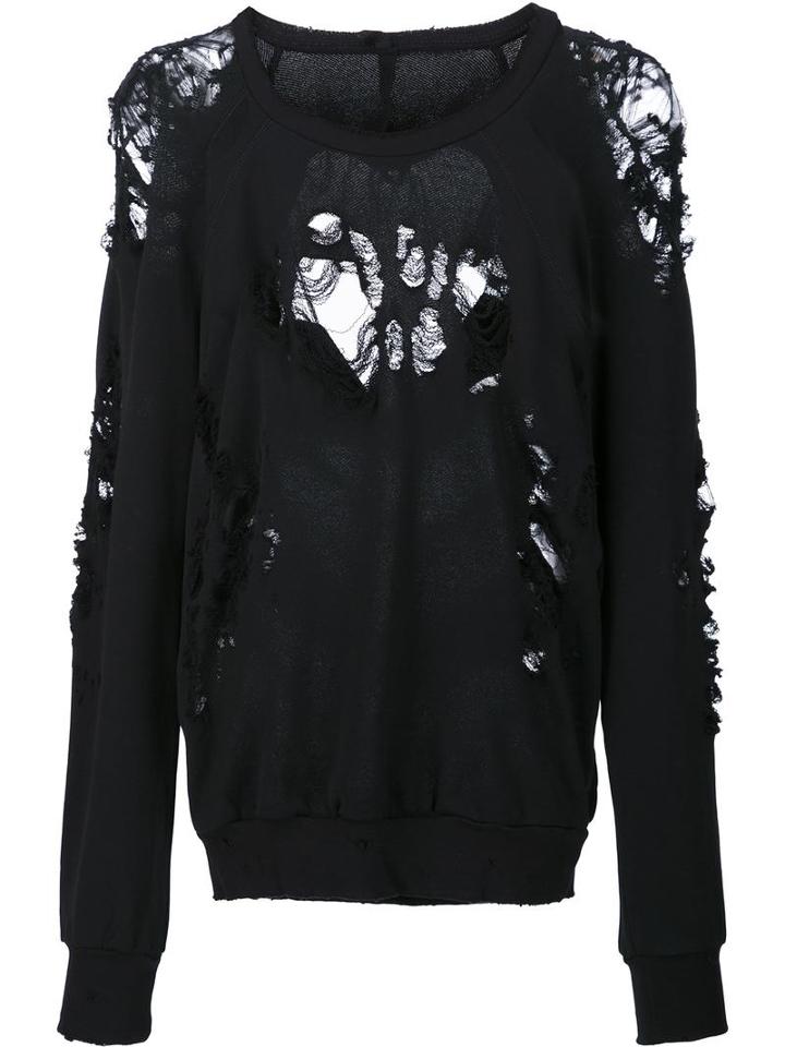 Unravel Project Destroyed Sweatshirt, Women's, Size: Medium, Black, Cotton