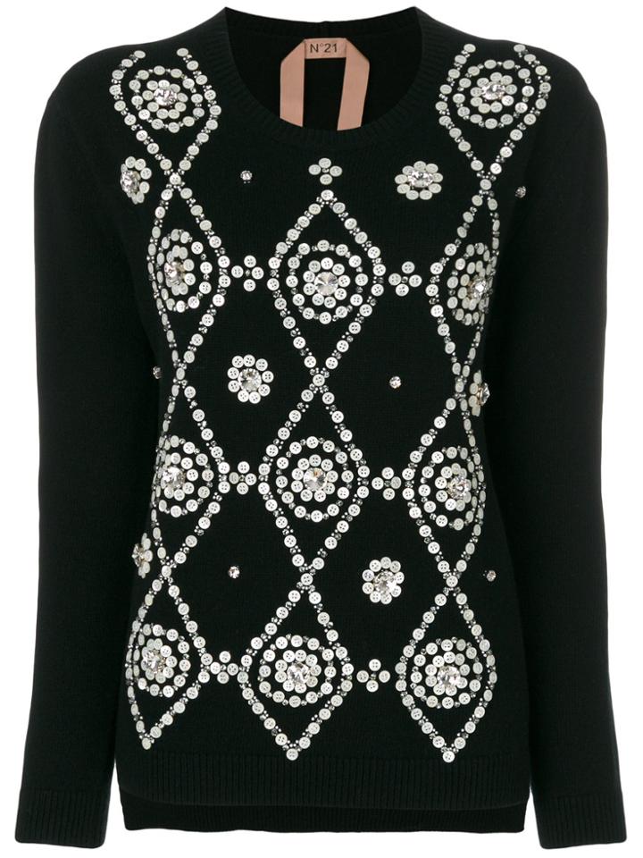 No21 Button Embellished Jumper - Black