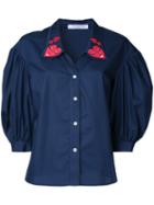 Vivetta Heart Collar Shirt, Size: 36, Blue, Cotton