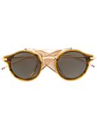 Thom Browne Round Frame Sunglasses, Adult Unisex, Grey, 12kt Gold/acetate