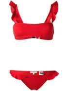 Fendi - Ruffle-trimmed Bikini - Women - Polyamide/spandex/elastane - 40, Red, Polyamide/spandex/elastane