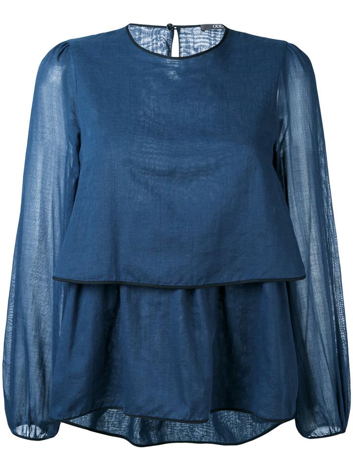 Odeeh - Layered Blouse - Women - Cotton - 40, Blue, Cotton