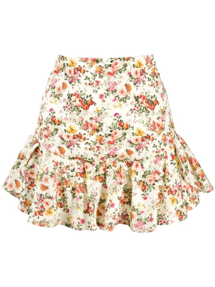 Forte Dei Marmi Couture Floral Flounce Skirt - Neutrals