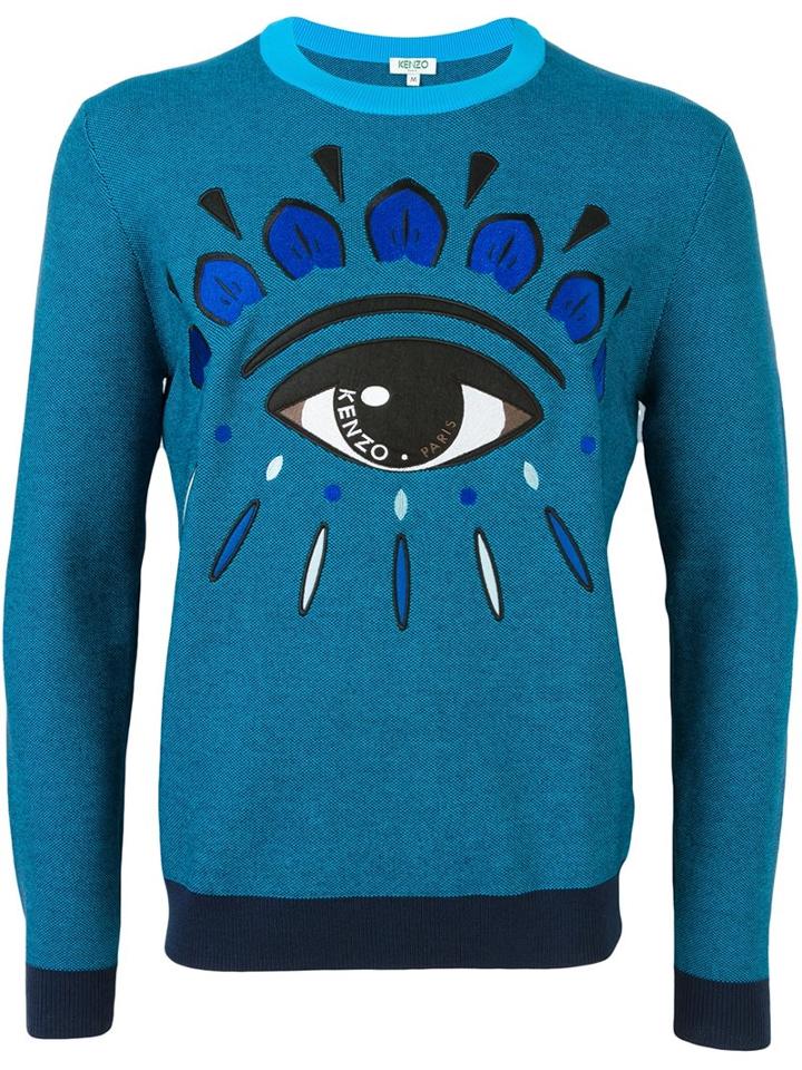 Kenzo 'eye' Jumper, Men's, Size: Small, Blue, Polyamide/wool