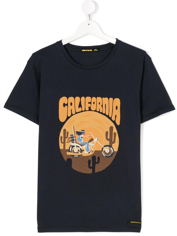 Finger In The Nose California Print T-shirt - Blue