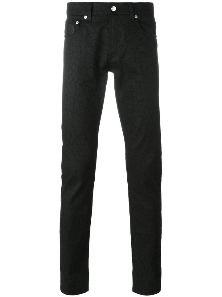 Alexander Mcqueen - Leopard Effect Jeans - Men - Cotton/spandex/elastane - 48, Black, Cotton/spandex/elastane