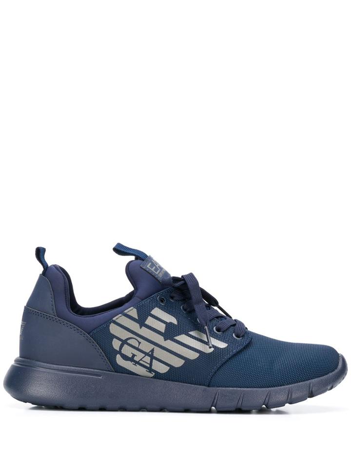 Ea7 Emporio Armani Logo Print Sneakers - Blue