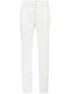 Monique Lhuillier Embroidered Slim-fit Trousers, Women's, Size: 8, White, Polyester