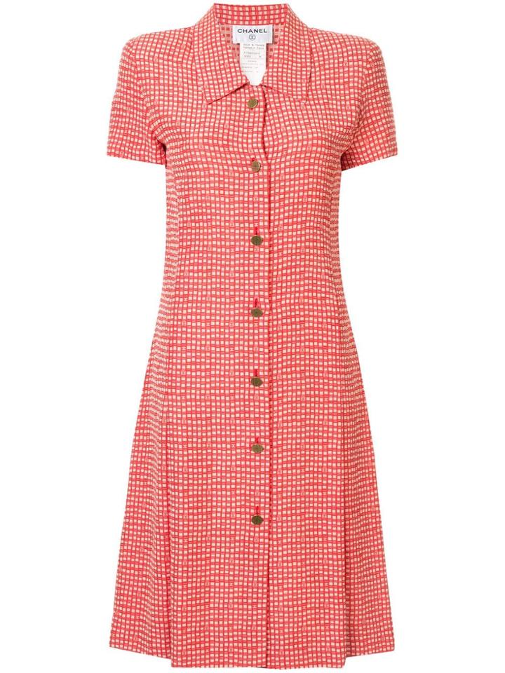 Chanel Pre-owned Checked Shirt Dress - Red