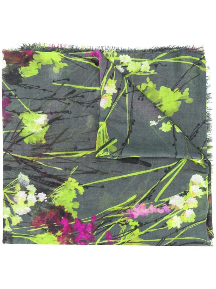 Blumarine Foulard Floral Print Scarf - Grey