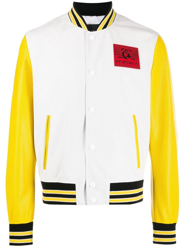 Versace Logo Patch Varsity-style Jacket - White