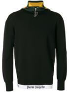 Palm Angels - Logo Trim Zip Jumper - Men - Cotton/polyamide/spandex/elastane/rayon - M, Black, Cotton/polyamide/spandex/elastane/rayon