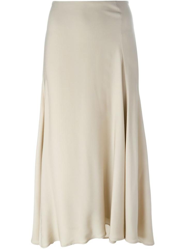 Theory Flared Midi Skirt, Women's, Size: 6, Nude/neutrals, Silk