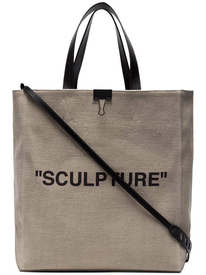 Off-white Sculpture Leather Handle Tote Bag - Nude & Neutrals